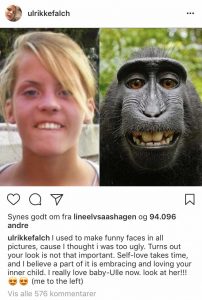 Ulrikke Falch. Norsk skuespiller fra tv-serien SKAM. Hun inspirerer til selvaccept og mangfoldighed på Instagram.